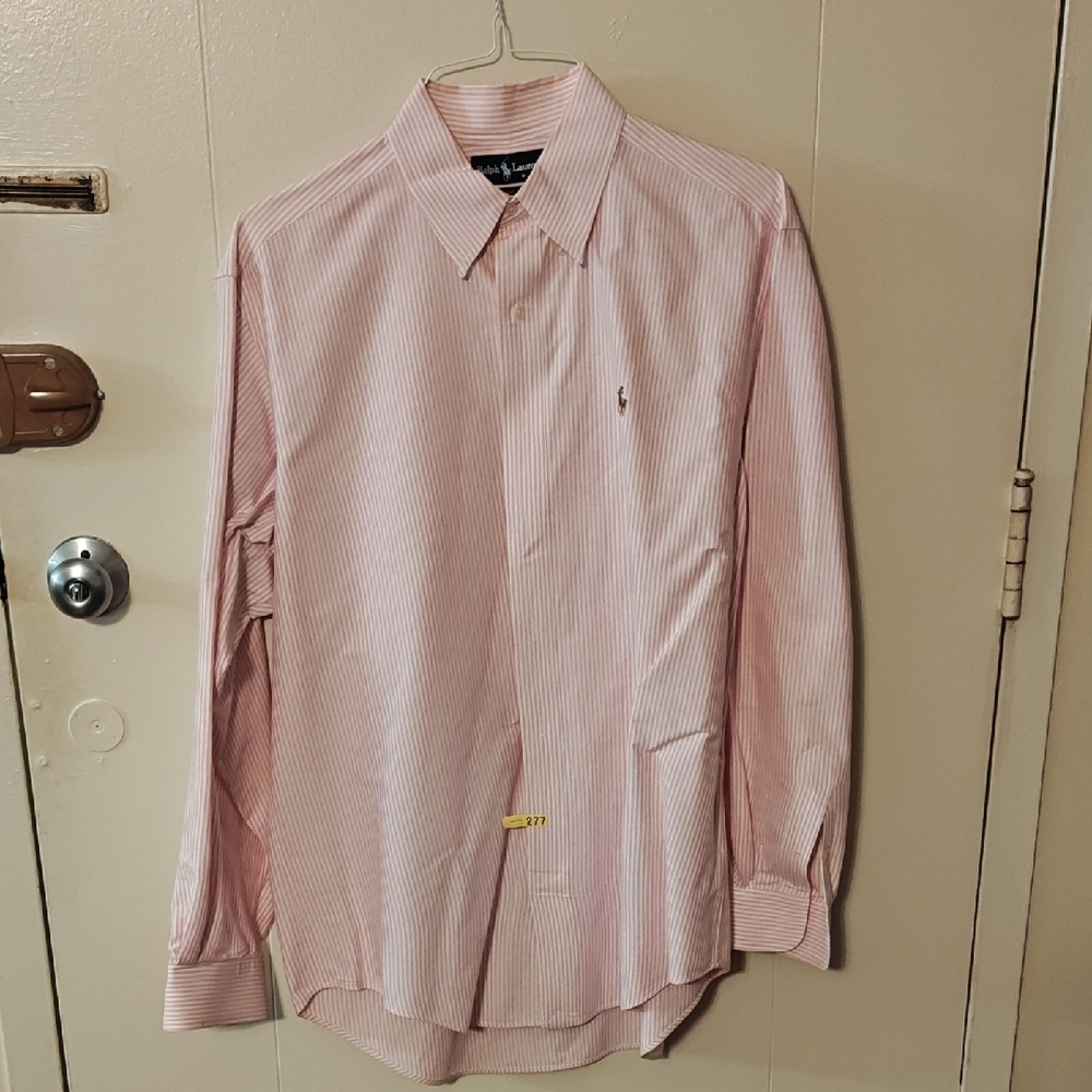 Ralph Lauren Men's Light Pink Striped Dress Shirt
